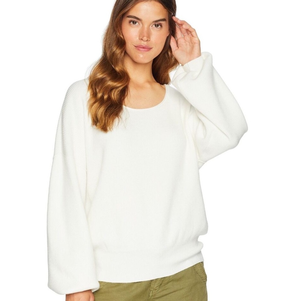 Free People Womens Shadow Crew Sweater Ivory Size small